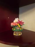 Mini Mushroom House Figurine Multicolor Floral Top Flowers Hearts Decorative