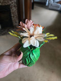 Artificial Mixed Flower Arrangement & Centerpiece, Green Vase